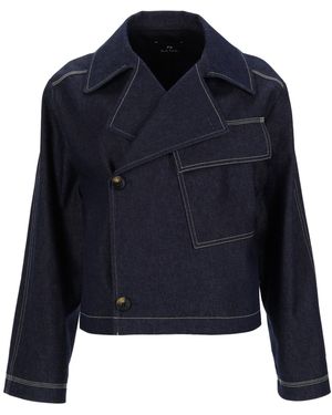 Paul Smith Denim Solid Shirt Collar Jacket - Blue