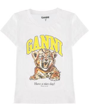 Ganni T-Shirt "Tiger" - White