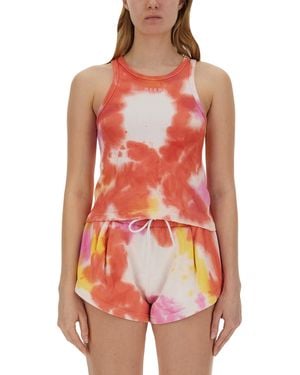 MSGM Tie-Dye Round Neck Top - Red
