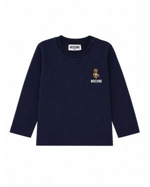 Moschino T-Shirt A Manica Lunga Con Ricamo Teddy Bear - Blue