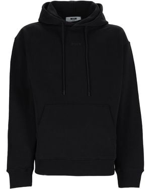 MSGM Felpa Con Stampa E Logo - Black