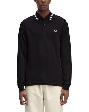 Fred Perry Double Line Polo Shirt - Black
