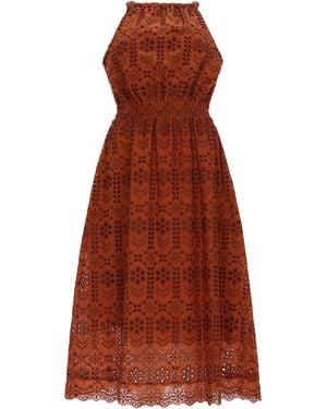 Paul Smith Dress Midi Perforated Polyester Cotton - Red