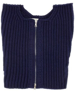 Dries Van Noten Wool Neck Warmer With Zipper - Blue