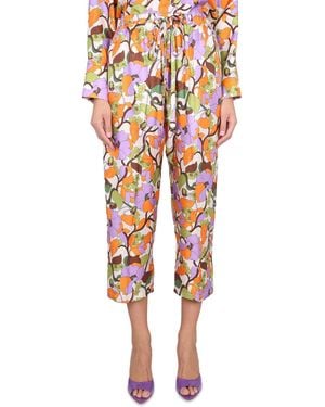 La DoubleJ PANTALONE DRAWSTRING IN TWILL DI SETA - Marrone