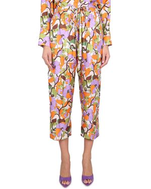 La DoubleJ PANTALONE DRAWSTRING IN TWILL DI SETA - Marrone