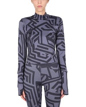 McQ Printed Mock Collar T-Shirt - Blue