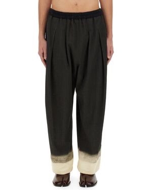 Maison Margiela Trompe L'Oeil Pinstripe Trousers - Black