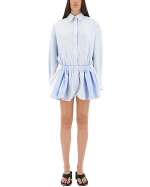 Alexander Wang 'Prestyled Pleated Boxer Romper' Jumpsuit - Blue
