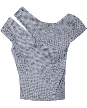 Self-Portrait Top With Shimmering Sequins - Blue