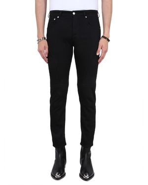 McQueen Biker Jeans With Button Closure - Black