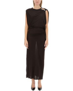 Lanvin Draped Evening Dress With Unique Shoulder Detail - Black