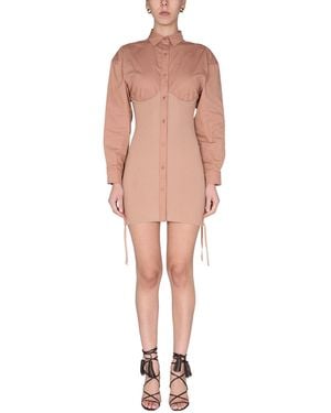 ANDREADAMO Viscose Blend Shirt Dress - Pink