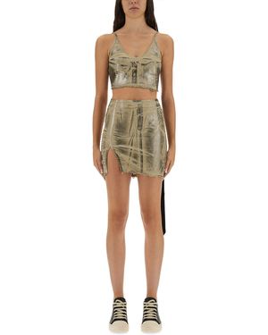 Rick Owens Cropped Fitted Top With Subtle Sheen - Natural