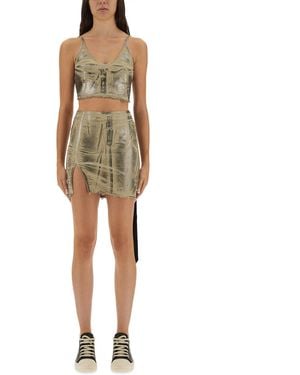 Rick Owens Cropped Fitted Top With Subtle Sheen - Natural