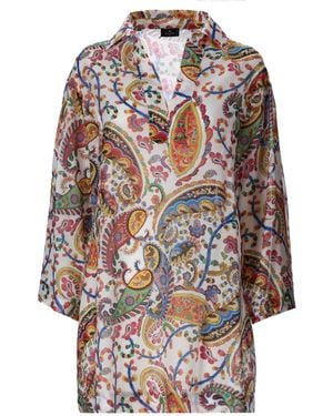 Etro Mini Dress With "Paisley" Print - Grey
