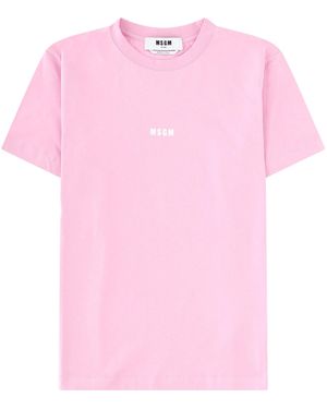 MSGM Logo Crew Neck T-Shirt - Pink