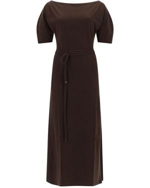 Lemaire Cotton And Linen Midi Dress - Black