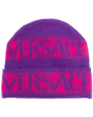 Versace Beanie Logo Stripes - Purple