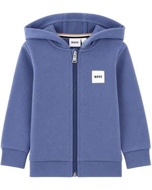 BOSS Felpa Con Cappuccio E Zip Intera - Blue