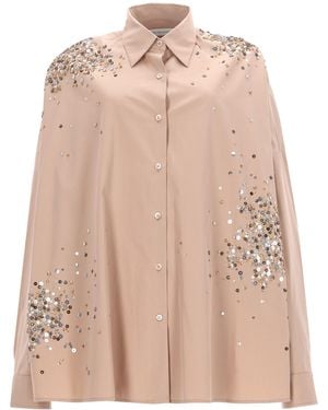 Dries Van Noten Casia Shirt With Rhinestones - Natural
