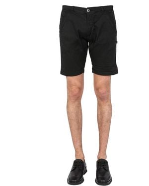 Alpha Industries Cotton Bermuda With Logo - Black