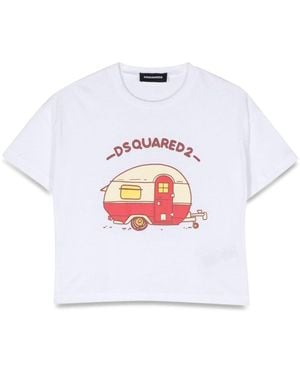 DSquared² Crop Print T-Shirt - White
