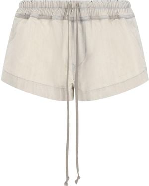 Rick Owens Cotton Denim Shorts With Drawstrings - Natural