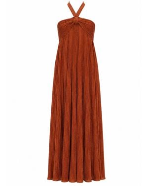 Zimmermann Abito Metallizzato "Indra" Con Scollo All'Americana - Red
