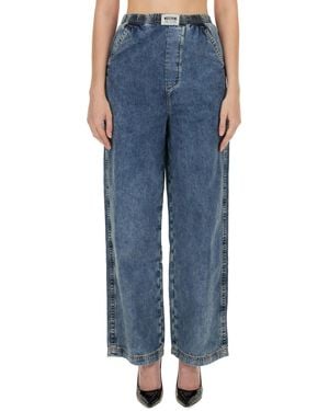 Moschino Wide-Leg Denim Trousers With High Waist - Blue