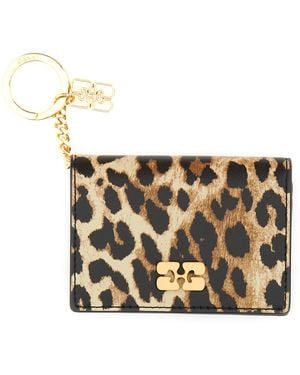 Ganni Bou Leopard Leather Wallet - Metallic