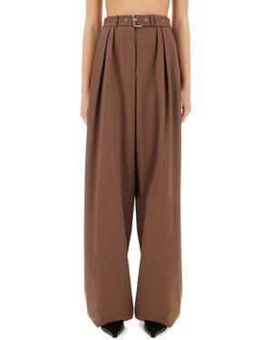 Dries Van Noten Pantalone "Wide Leg" Con Cintura - Marrone