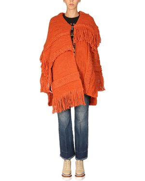Stella McCartney Asymmetric Fringed Cardi-coat - Orange