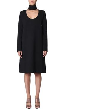 Bottega Veneta Embellished Gathered Jersey Midi Dress - Black