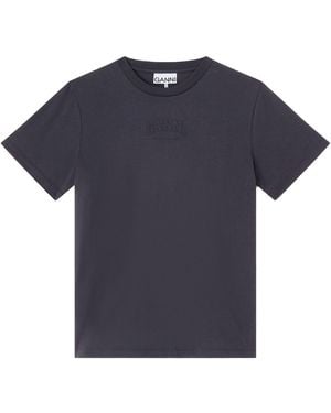 Ganni T-Shirt With Logo - Blue