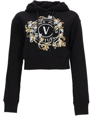 Versace Jeans Couture Felpa Con Emblema Barocco - Black