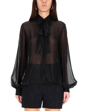 Max Mara Striped Silk Chiffon Shirt - Black