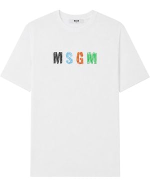 MSGM T-Shirt Con Stampa Logo - White