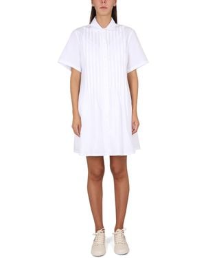 KENZO Pleated Chemise Dress With Classic Collar For - White