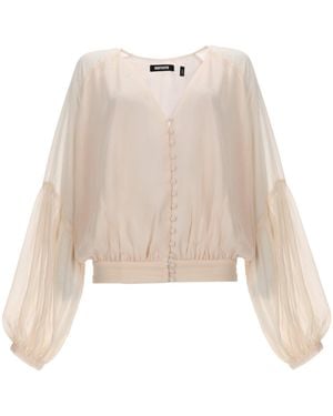 ROTATE BIRGER CHRISTENSEN Blusa Drappeggiata Con Bottoni - Natural