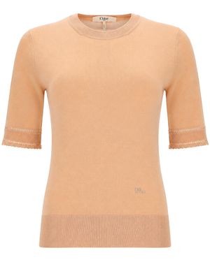 Chloé Pullover A Maniche Corte - White