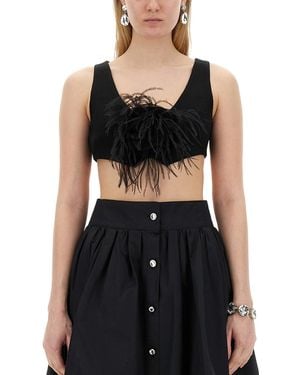 Moschino Cropped Vest With Feather Embellishment - Black