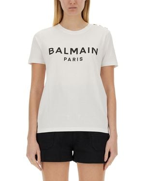 Balmain Tshirt Con Logo - White