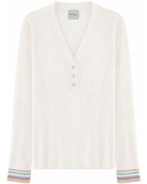 Paul Smith Solid V Neck Jumper - White