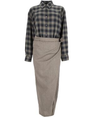Our Legacy Abito Chemisier Con Motivo "Yukon Check" - Grey