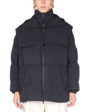 Bottega Veneta Satin Poplin Hooded Down Jacket - Blue