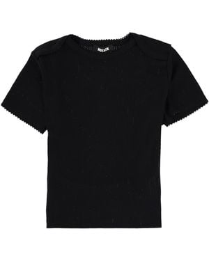 ROTATE BIRGER CHRISTENSEN Textured Crew Neck T-Shirt - Black