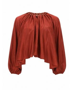 Zimmermann Blusa Arricciata "Aster" Con Perline - Red