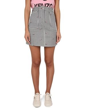 KENZO Stylish Mini Skirt With Belt Loops - Grey