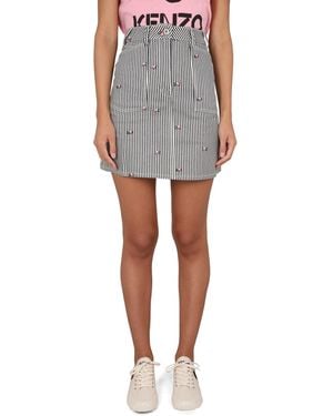 KENZO Stylish Mini Skirt With Belt Loops - Grey